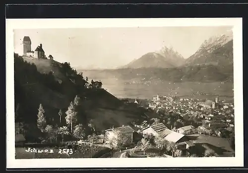 AK Schwaz, Teilansicht mit Bergen