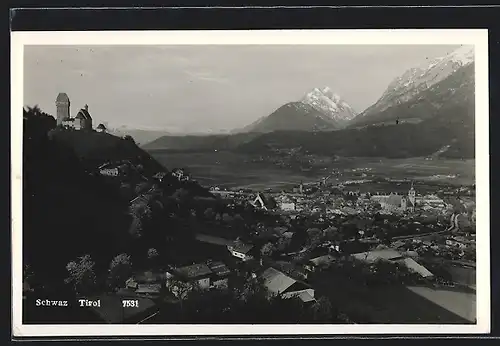 AK Schwaz /Tirol, Teilansicht mit Bergen