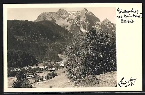 AK Finkenberg im Zillertal, Ortspanorama mit Grünberg