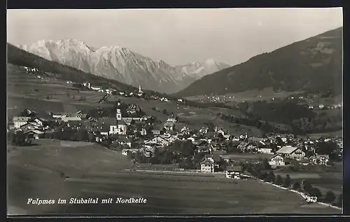 AK Fulpmes im Stubaital, Teilansicht mit Kirche und Nordkette