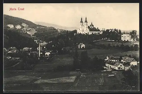 AK Maria Trost, Ortspartie mit Kirche