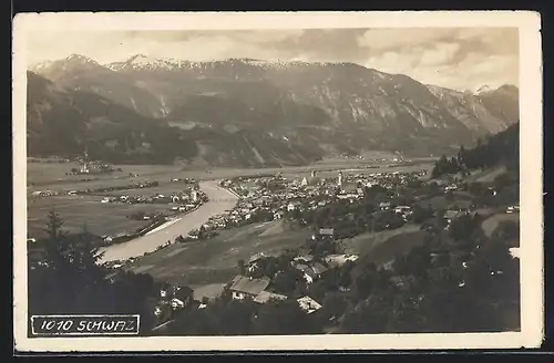 AK Schwaz, Teilansicht mit Bergen