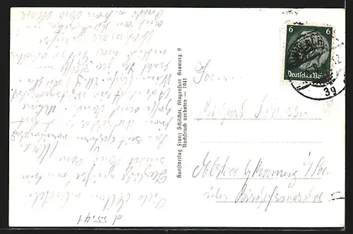 AK Villach, Uferpartie mit Brücke und Karawanken