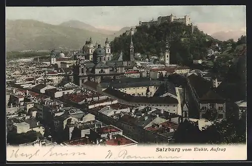 AK Salzburg, Teilansicht vom Elektrischen Aufzug aus