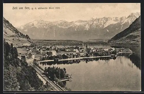 AK Zell am See, Teilansicht gegen das steinerne Meer