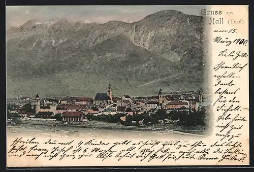 AK Hall /Tirol, Teilansicht mit Kirche