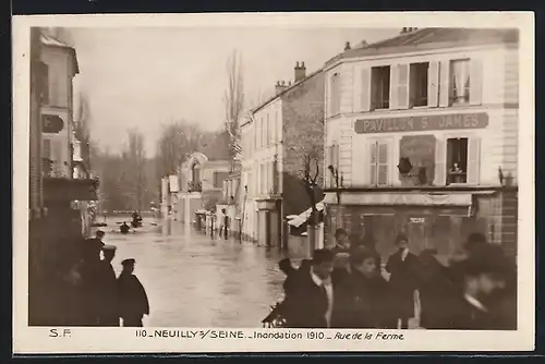 AK Neuilly-sur-Seine, Crue de la Seine 1910, Rue de la Ferme, Pavillon St. James