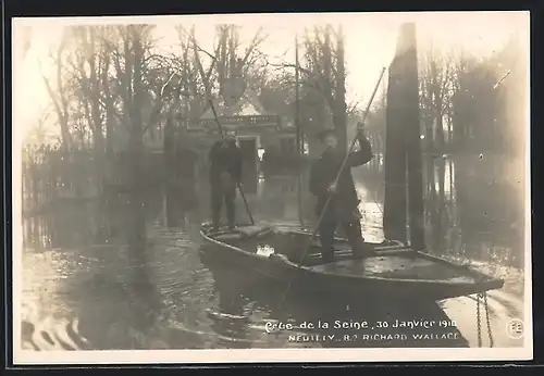 AK Neuilly-sur-Seine, Crue de la Seine 1910, Boulevard Richard Wallace