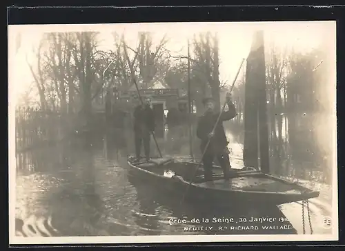 AK Neuilly, Crue de la Seine 1910, Bd. Richard Wallace