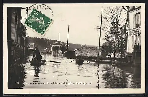 AK Bas-Meudon, Crue de la Seine 1910, La Rue de Vaugirard