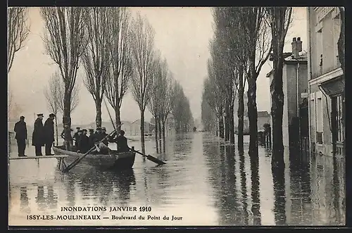 AK Issy-les-Moulineaux, Inondations Janvier 1910, Boulevard du Point du Jour
