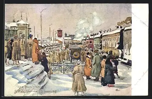 Künstler-AK Jekaterinbourg, l'Arrivée du General Janin