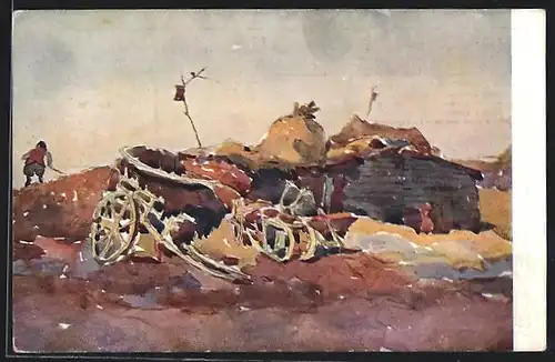 Künstler-AK Petropavlosk, Huttes tartariennes