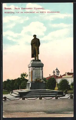 AK Moscou, Vue du Monument au Poète Pouschkine
