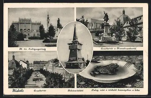 AK Miskolc, Erdöigazgatósg, Erzébet-tér & Erzébet-tér a Kossuth-szoborral