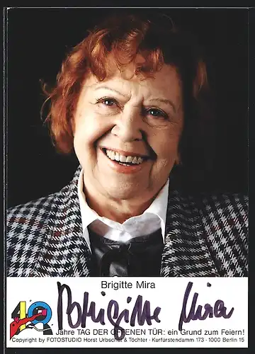 AK Schauspielerin Brigitte Mira als Mutter in Jedermann, mit original Autograph