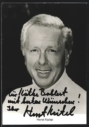 AK Schauspieler Horst Keitel im weissen Rollkragen, mit original Autograph