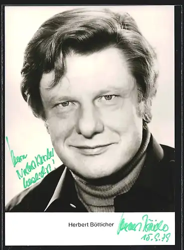 AK Schauspieler Herbert Bötticher im Rollkragenpullover, mit original Autograph