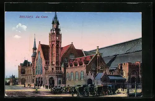 AK Bruges, La Gare, Partie am Bahnhof