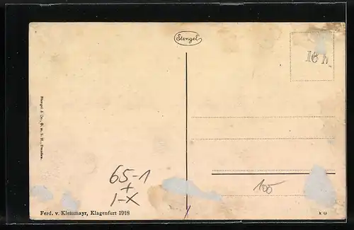 AK Tarvis, Bahnhof mit Mangart u. Kriegerdenkmal