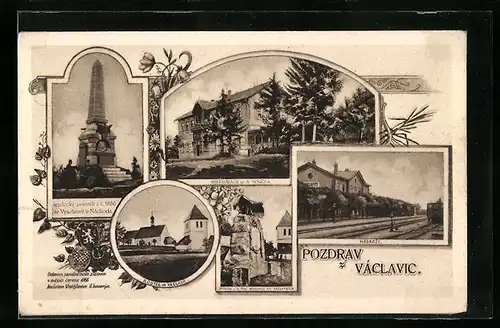 AK Vaclavice, Kostel sv. Vaclava, Restaurace p. A. Soucka, Nadrazi