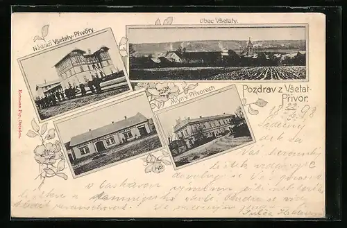 AK Vsetaty, Obchod Adolf Oplatka, Mlýn Priborech, Nádrazi Vsetaty-Privory