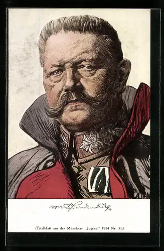 AK Portrait Paul von Hindenburg, Titelblatt aus der Münchner Jugend 1914 Nr. 51