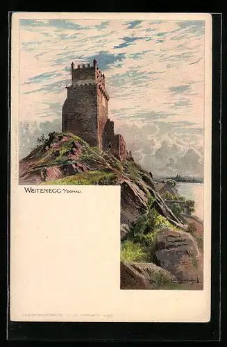 Künstler-AK Ludwig Hans Fischer: Burg Weitenegg an der Donau