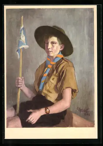 Künstler-AK Ernst Kreidolf: 19143, Pfadfinder mit Fahne