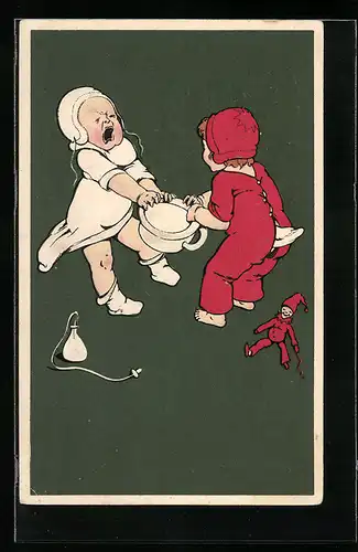 AK Kinder zanken sich um einen Nachttopf, Toilettenhumor