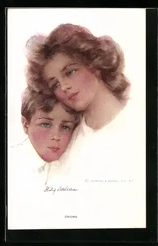 Künstler-AK Philip Boileau: Mutter & Sohn