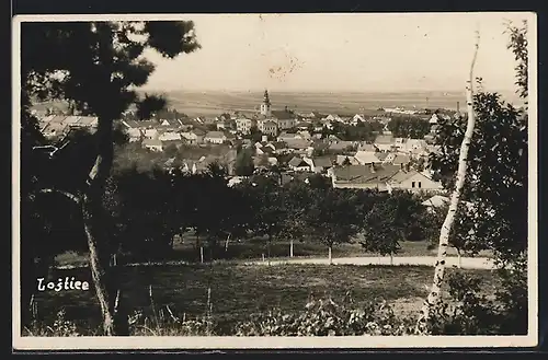 AK Lostice, Panorama mit Sicht auf die Kirche