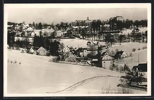 AK Lázne Gräfenberk, Ortsansicht im Winter