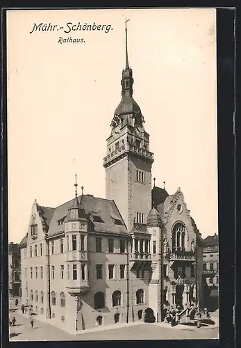 AK Mähr.-Schönberg, Neues Rathaus an der Hauptstrasse