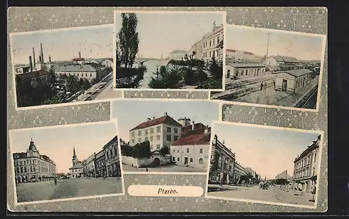 AK Prerov, Brücke und Fluss, Bahnhof, Strassenpartie