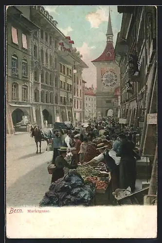 AK Bern, Marktstände in der Marktgasse