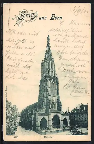 AK Bern, Ansicht des Münsters