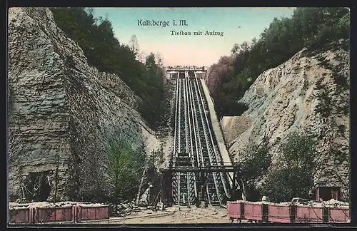 AK Kalkberge i. M., Tiefbau mit Aufzug, Steinbruch
