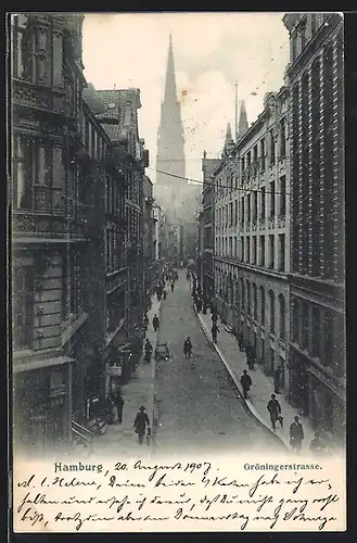 AK Hamburg, Gröningerstrasse mit Kirche