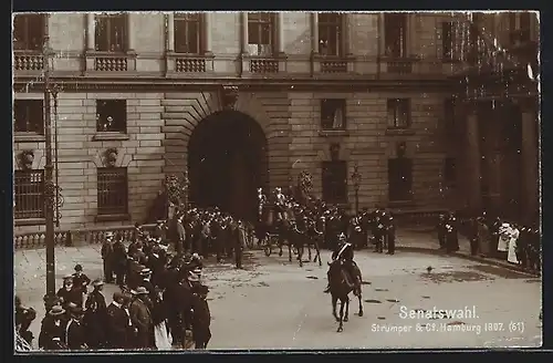 AK Hamburg, Senatswahl 1907, Blick auf den Rathaushof