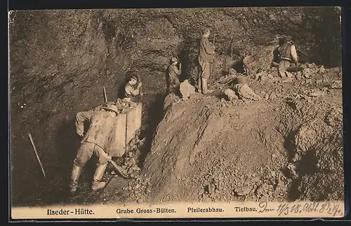 AK Gross Bülten, Pfeilerabbau in der Grube, Tiefbau, Ilseder-Hütte