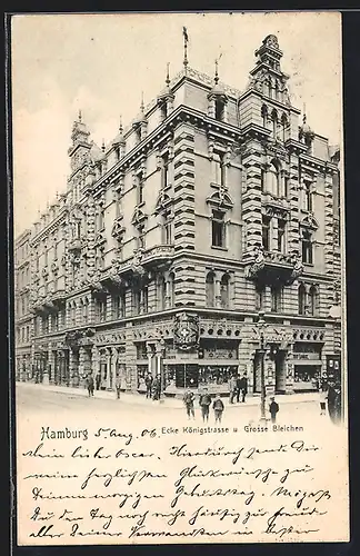 AK Hamburg-Neustadt, Ecke Königstrasse und Grosse Bleichen mit Germania-Drogerie