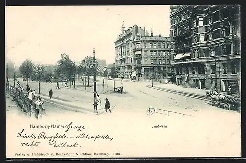 AK Hamburg-Hamm, Strasseneck an der Landwehr