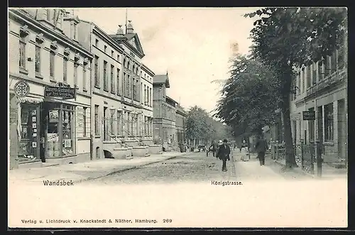 AK Hamburg-Wandsbek, Königstrasse mit Glaserei Ferd. Gerling