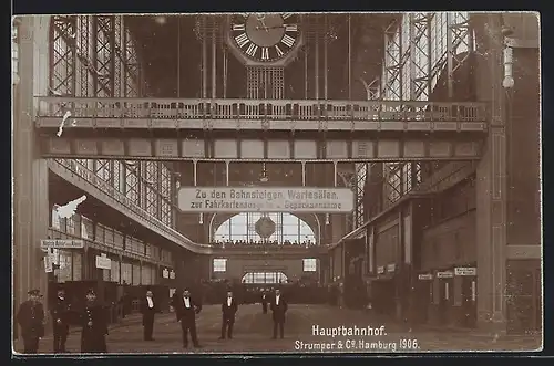 AK Hamburg-St.Georg, Strumper & Co., Hauptbahnhof 1906, Innenansicht