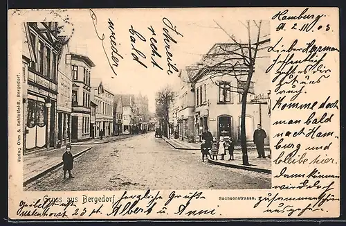 AK Bergedorf, Sachsenstrasse mit Geschäften