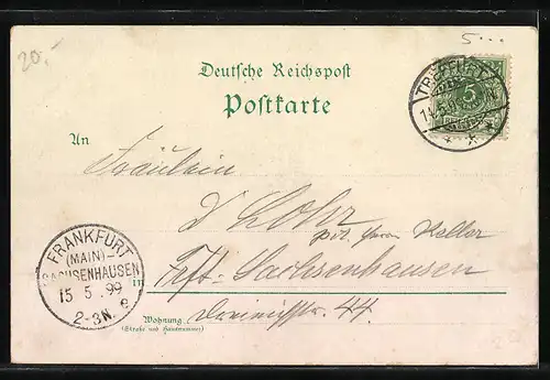 Lithographie Treffurt, Totalansicht, Ruine Normannstein