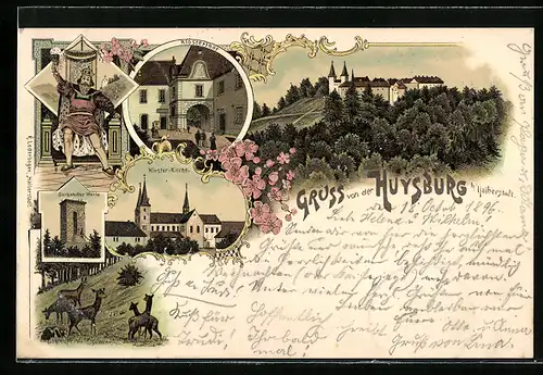 Lithographie Huy, Klosterhof, Kloster-Kirche, Sargstedter Warte