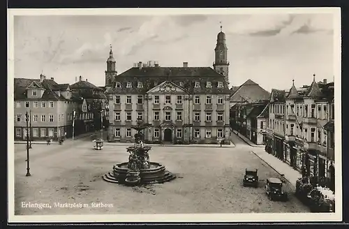 AK Erlangen, Marktplatz mit Rathaus