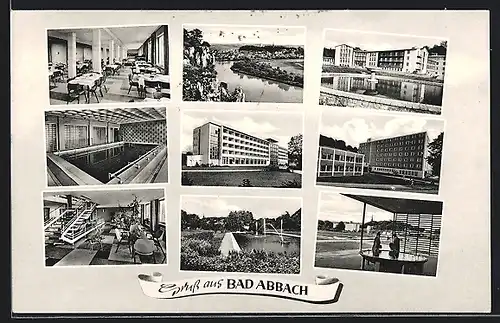 AK Bad Abbach, Gesamtansicht, Hotel, im Foyer, Speiseraum, Schwimmbad